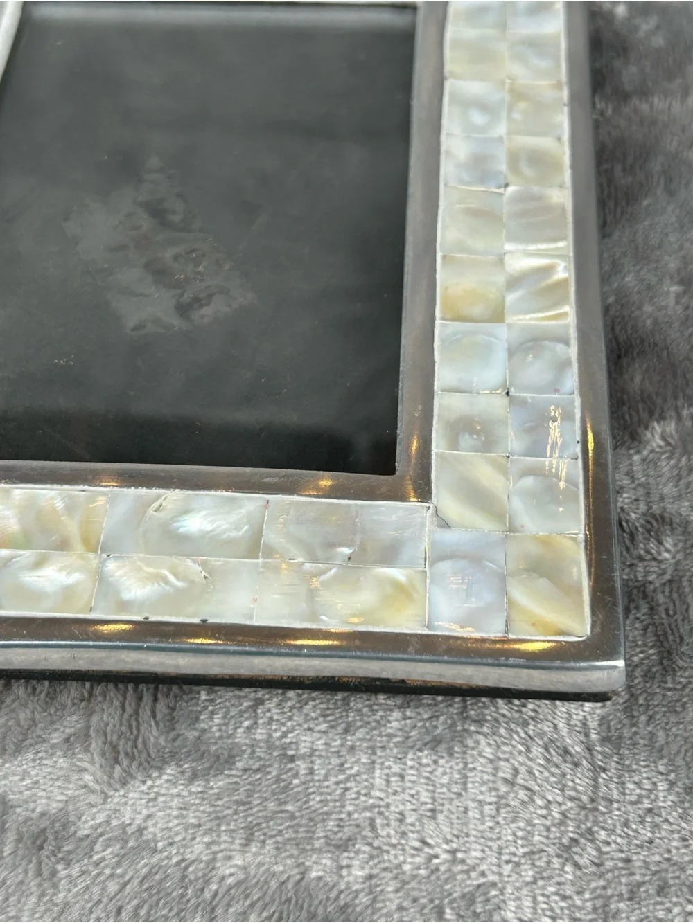 Vintage Mother Of Pearl Frame For 4x6” Silvertone Metal Easel Back Coastal Vibes